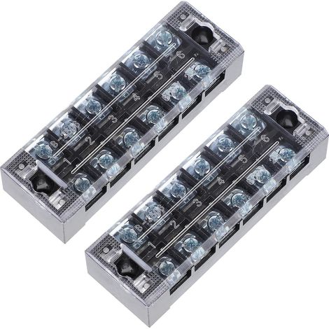 Bornier à Double Rangée 5 Pièces 45a 600v en Plastique et Laiton Connexion par Vis, Couvercle Transparent Inclus, Lot de 5 pour Raccordement Électrique (1/5)