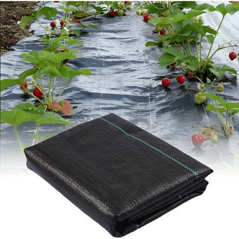 Toile de Paillage,Toile Anti Mauvaises Herbes 2x10m,Geotextile Anti Repousse,Bache Geotextile Anti Herbe,Bache Noire Agricole,Barriere Anti Racine,Contre Mauvais Herbes (1/5)