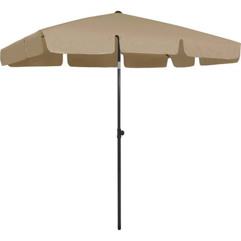 Parasol de plage gris-brun, 200 x 125 cm (1/5)
