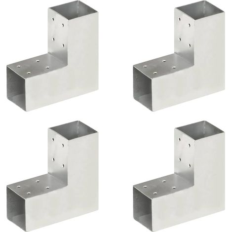 145454 Post Connectors 4 pcs L Shape Galvanised Metal 71x71 mm vidaXL