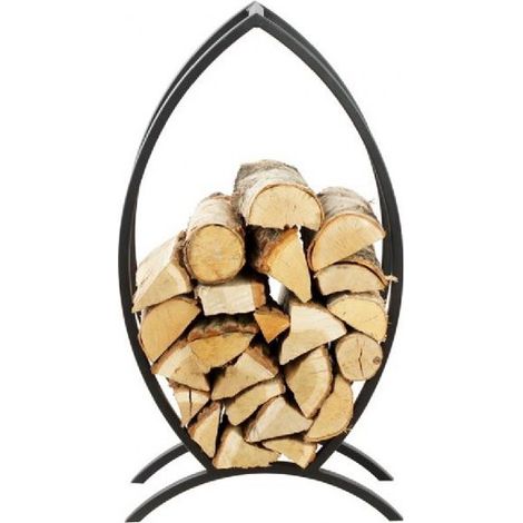 Rack à bûches FISH forme poisson en acier noir 50x25x90 cm (1/5)