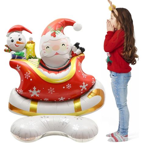 Decorazioni natalizie gonfiabili: Babbo Natale con slitta trainata da renne. Decorazioni per feste di Natale, per interni ed esterni, giardini, prati, cortili e celebrazioni della Vigilia di Natale. (1/4)