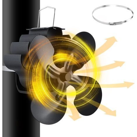 Ventilatore a camino magnetico a 4 pale, non necessita di elettricità, alimentato a calore (1/4)