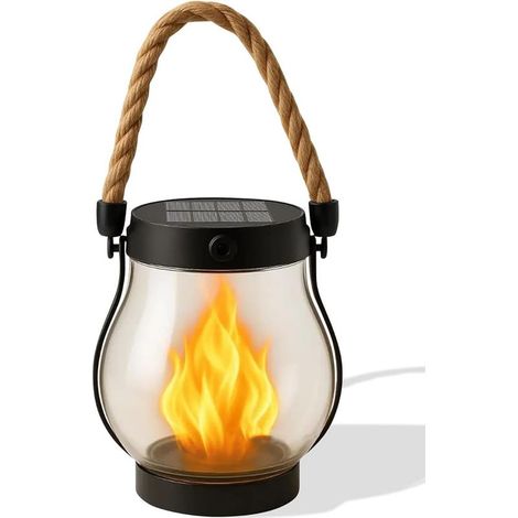 Lanterne solaire extérieure 1 pièce, étanche, effet flammes dansantes, éclairage extérieur pour jardin et terrasse (1/5)