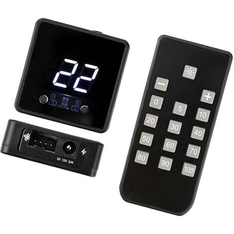 Einstellbarer 4-Pin-Lüfterdrehzahlregler mit Digitalanzeige, Fernbedienung, Stromversorgung 24V 12V 5V, elektronischer Controller, mehrfarbig (DC5521) (1/5)