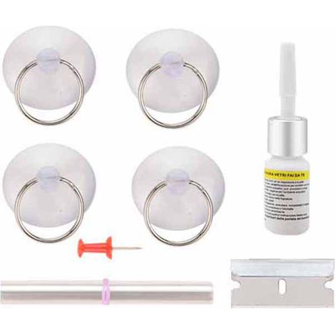 Kit réparation vitre voiture fissure verre, outil restauration rayure pare-brise, résine durcissement accessoires entretien auto (1/5)