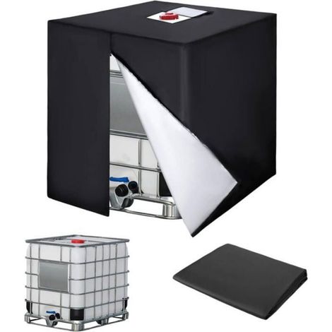 Bâche de Protection - - Cuve 1000L IBC - Noir - Tissu 420D Anti-UV - Avec Fermeture Éclair (1/4)