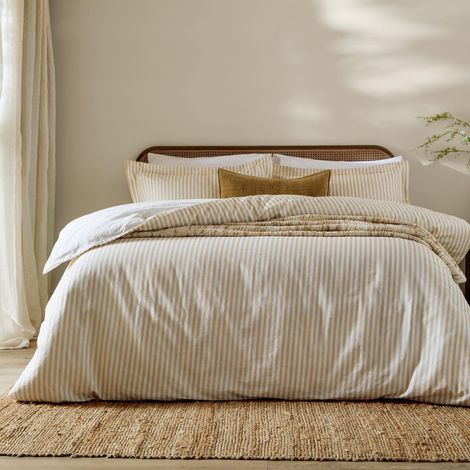 Ensemble de Housse de Couette Rayé Jaune Miel (1/3)