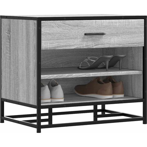 Schuhbank Grau Sonoma 60x40x53,5 cm Holzwerkstoff und Metall