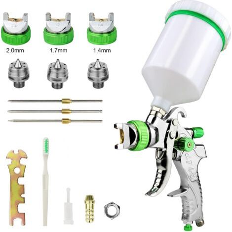 Professionnel Pistolet à Peinture Haute Pression Kit Pistolet à Pulvérisation d'Air Pistolet a Peinture Pneumatique à Alimentation par Gravité HVLP 600CC 1.4MM/1.7MM/2.0MM 3 Taille Buses (1/5)