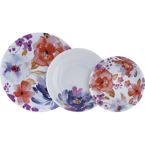 Service d'assiettes en porcelaine élégante Peonia 18 pièces