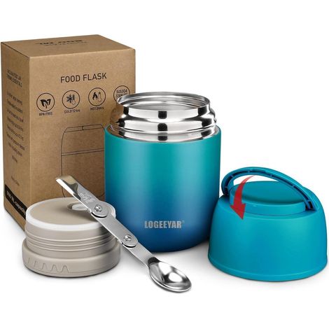 Itslife Thermobehälter 500ml Edelstahl Warmhaltebehälter faltbarer Löffel (1/5)