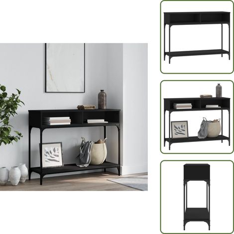 The Living Store Table console noir 100x30,5x75 cm bois d'ingénierie - Table Basse - Meuble D'entrée - Table Console - Table D'appoint - Table Design (1/5)