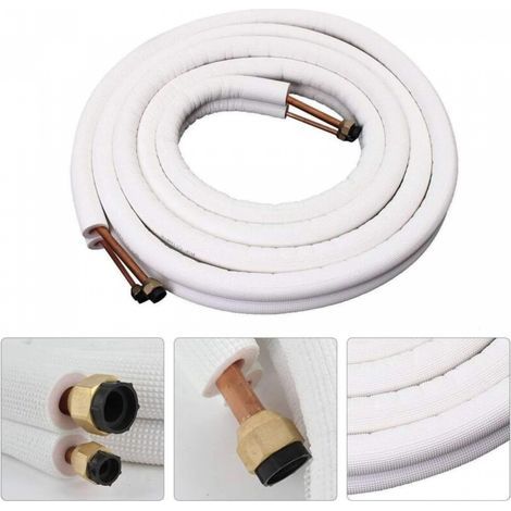 Tube de climatiseur Tuyau de cuivre à serpentin isolé en cuivre Tuyau de climatisation Tuyauterie en Aluminium Tuyau en Aluminium Torsadé 1m (1/4)