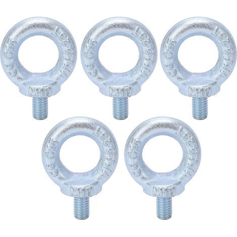 Boulon à œil d'épaule de levage, 5 pièces, galvanoplastie, Zinc blanc, anneau en acier Q235, boulon à œil fileté pour industriel M10 (1/5)