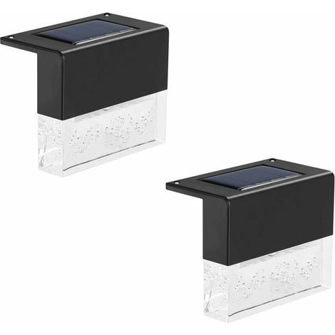 Lampes solaires de terrasse, lampes solaires à LED pour escaliers, clôtures, balustrades, terrasses, jardins, marches, super lumineuses 10 lumens, 2 modes d'éclairage, changement de couleur blanc chau (1/5)