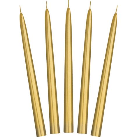 Metallic Stabkerze, gold, 24cm (1 Packung / 10 Stück)