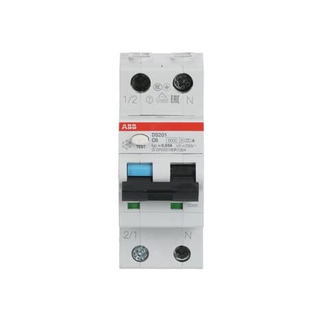 Interruttore differenziale DS201 1P+N (Neutro a destra) C6 30mA 6kA A - ABB2CSR255180R1064