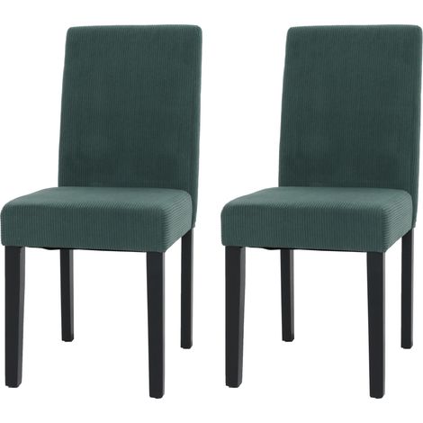 [JAMAIS UTILISÉ] Lot de 2 chaises de salle à manger Littau, chaise de cuisine à dossier haut, tissu/textile Velours bois, vert, pieds foncés (1/5)