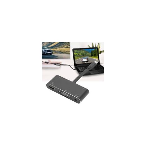 Adaptateur USB-C vers HDMI/VGA avec audio et chargement - Noir, 5 en 1 (1/5)