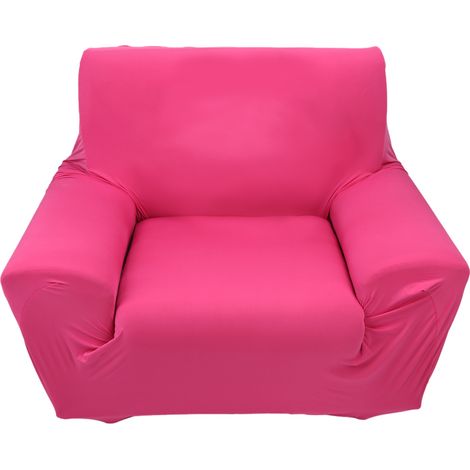 Housse de canapé extensible pour fauteuil 1 place en polyester élastique rouge rose anti-taches et poils d'animaux (1/3)