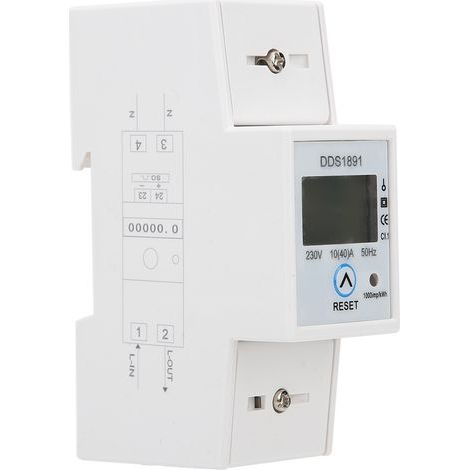 Einphasiger DIN-Schienen-Energiezähler, 50 Hz Netzfrequenz, 10(40) A hintergrundbeleuchtetes LCD-Display (1/5)