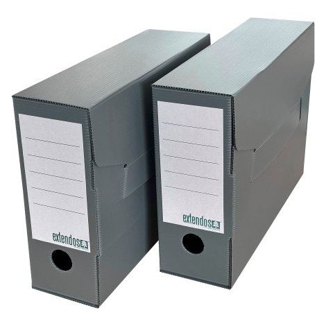 Boîte archives polypropylène Extendos - Dos 10 cm - Grise - Lot de 10