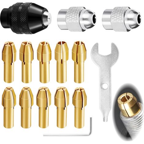 15 Pièces Mandrin Compatible avec 4485/4486, Accessoires pour Outil Rotatif, Mandrin à Changement Rapide et Pinces à Serrage, Jeu Multifonction (1/5)