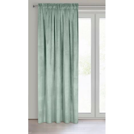 Rideau en Velours avec Ruban Fronceur - 1 Panneau, Traitement de Fenêtre Occultant, Rideaux pour Chambre, Cuisine, Salon, Doux, 140x270 cm, Menthe Clair (1/5)