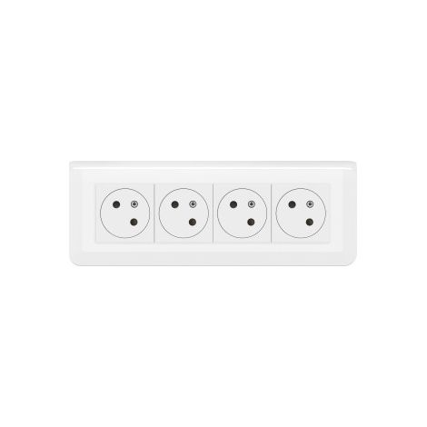 Legrand - Mosaic Link - LOT - Quadruple prise de courant 2P+T avec plaque blanche et support - Ru00e9f : 077144L+080253+078818L (1/5)