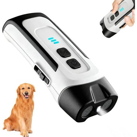 Antibellgerät für Hunde, Ultraschallgerät gegen Hundebellen, wiederaufladbar, handlich, mit LED-Anzeige, 2 Modi, für drinnen und draußen