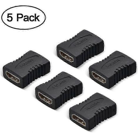 Lot de 5 coupleurs HDMI, connecteurs HDMI femelle-femelle, 1080p (noir) (1/5)