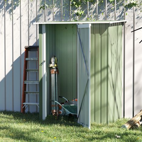 Abri de jardin acier vert, 142x84x189 cm, avec porte