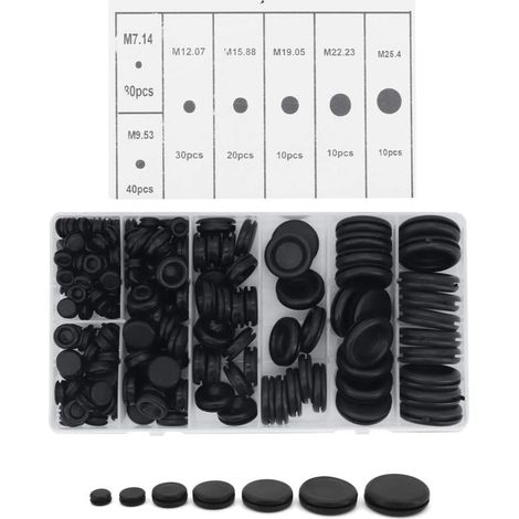 Tapones de goma, 200 piezas, juego de ojales de goma, ojales de goma para cable, surtido de arandelas de goma