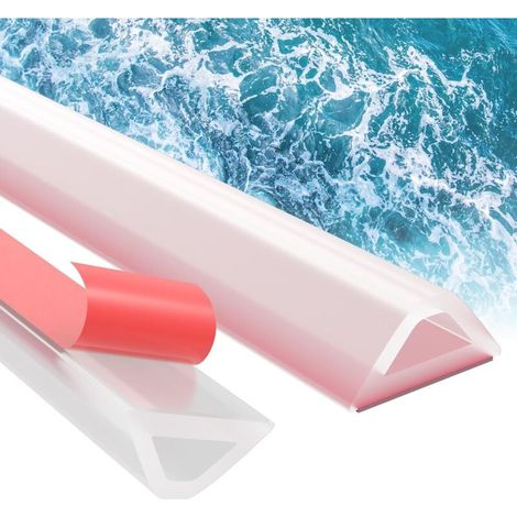 250 cm Seuil De Douche Barrage d'eau Pliable - Barriere De Douche Anti Débordement Silicone, Accessible aux Fauteuils Roulants, pour Salle de Bains et Cuisine, Transparent (1/5)