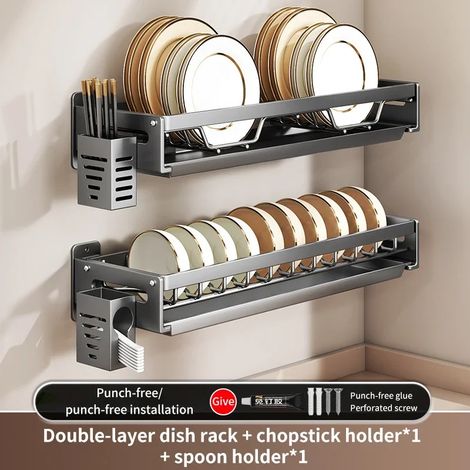 Égouttoir mural flottant (C-Baguettes-Cuillères) pour vaisselle de cuisine, séparateur multifonction, porte-cuillères, organisateur, étagère de rangement (1/5)