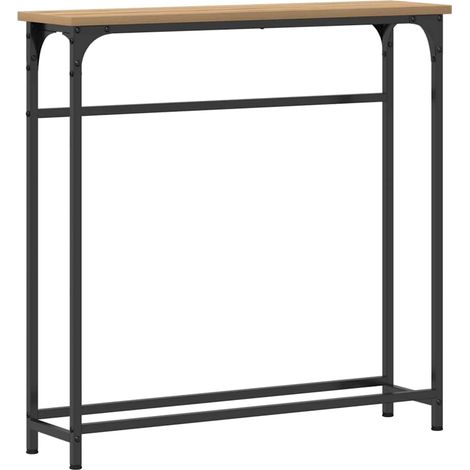 Table console,Table d'appoint,Bout de canapé avec étagère chêne artisanal 75 x 19,5 x 75 cm CFW22356 (1/5)