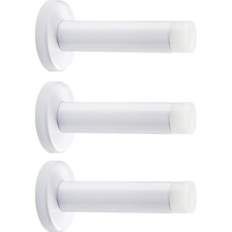 Set aus 3 robusten, 8,9 cm hohen Türstoppern zur Wandmontage aus Edelstahl 304 mit Gummifüßen, schalldämpfend, weiße Türstopper für Wände (weiß)