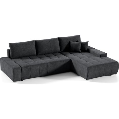 Ecksofa, gerade umwandelbar, 4-sitzig, mit Truhe, Jonas Anthrazitgrau
