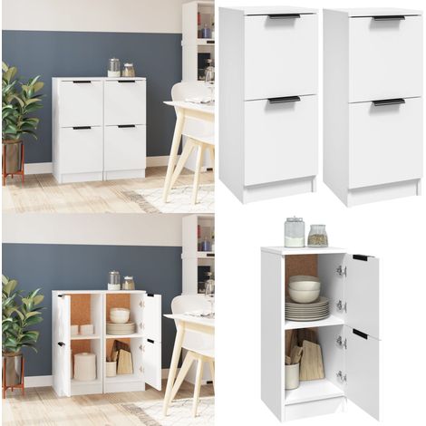 Buffets 2 pcs blanc 30x30x70 cm bois d'ingénierie - Buffet - Meuble De Rangement - Commode - Bibliothèque - Mobilier Moderne - Home & Living (1/5)