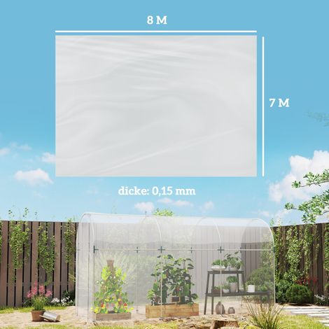 Bâche de serre imperméable 7x8 m, protection anti-UV, plastique renforcé épais et incassable, voile transparent pour tunnel de jardin extérieur (1/5)
