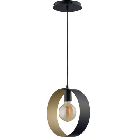 Suspension anneau moderne noir/or Happy E27 15W Sigma