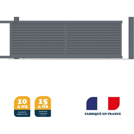 Portail coulissant prêt à poser AZYR Gris 7016 L406 cm X 139cm refoulement gauche en aluminium BELTY (1/4)