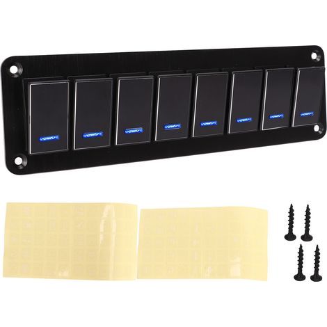 8-fach 12-24V Aluminiumlegierung 3-poliger blauer LED-Wippschalter für Auto, Wohnmobil, Motorrad, Bus, Anhänger und UTV (1/5)