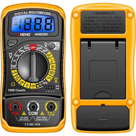 Nannigr Multimètre professionnel haute précision avec coque silicone orange - Livré sans piles (1/5)