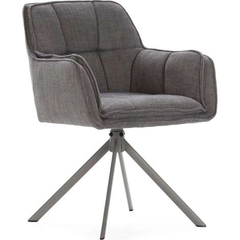 Pack de 2 sillones giratorios modelo Kiko tapizado textil gris, patas gris oscuro, 84cm(alto) 60cm(ancho) 67cm(largo) (1/5)