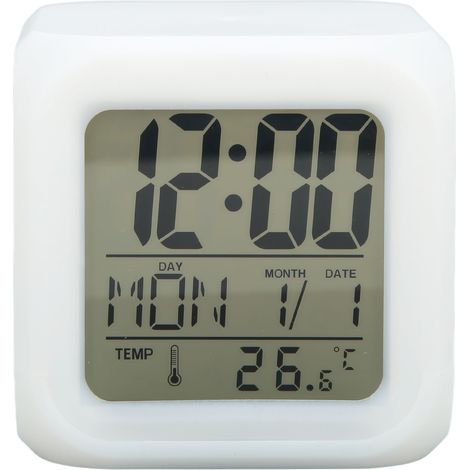 Réveil numérique pour enfants avec rétroéclairage LED 7 couleurs et affichage de la température, portable et facile à utiliser, convient à une utilisation à la maison et au bureau. (1/5)