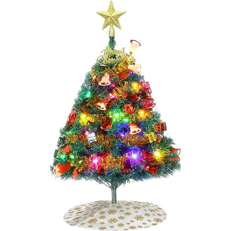 Albero Natale Tavolo Artificiale 60 cm LED Decorazioni Verde (1/5)