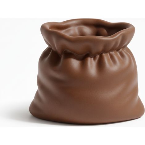 Vaso decorativo marrone a forma di sacco per piante grasse e piccole piante.