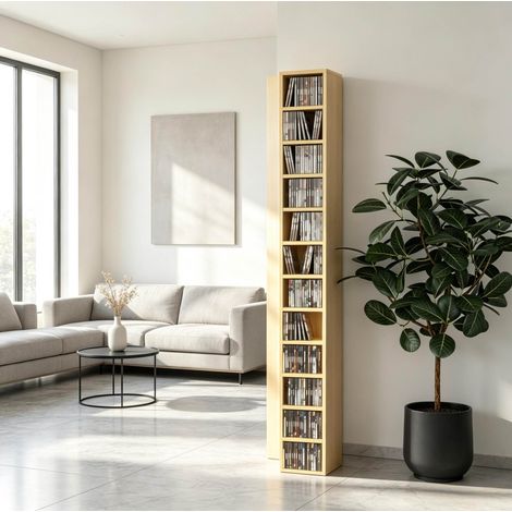 Mobile porta CD, torre multimediale stretta 21 x 20 x 175 cm, naturale HAVRYA (1/4)